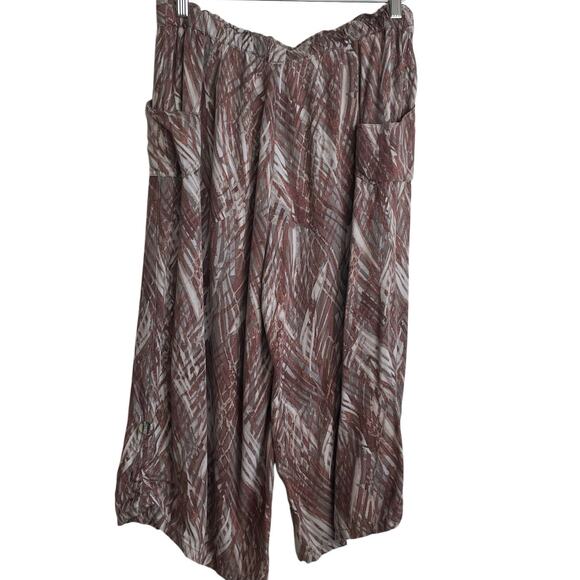 Democracy Women Pants 4 Wide‎ Leg Brown Rayon Abstract Whimsigoth Earthy Resort - Picture 1 of 12